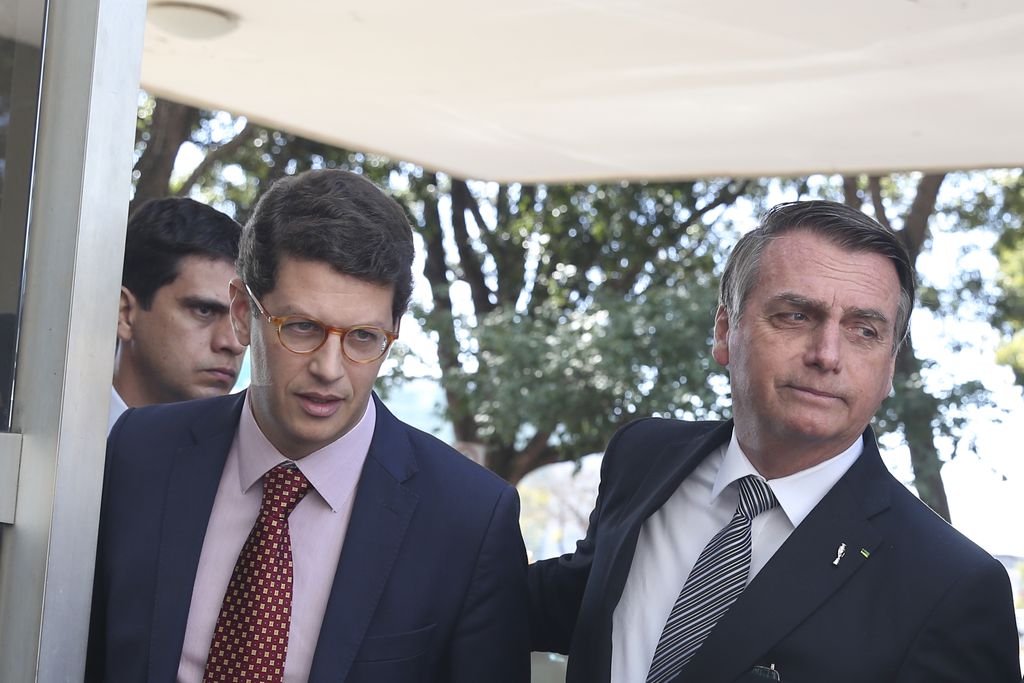 Brazilian Environment Minister Ricardo Salles and Brazilian President Jair Bolsonaro.