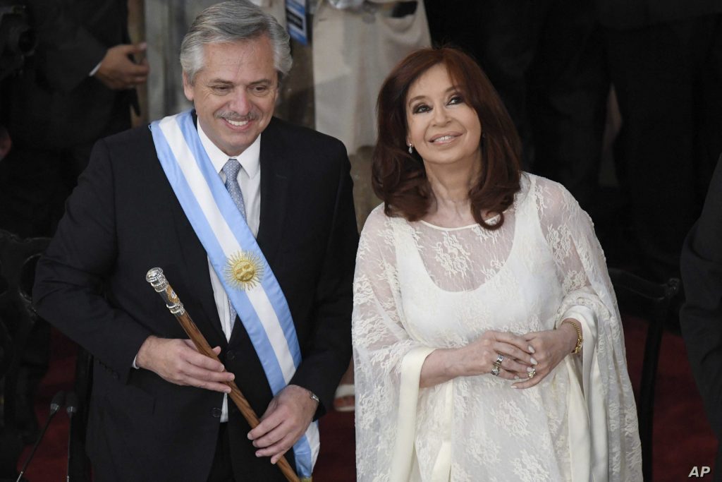 Argentina's new President Alberto Fernández and Vice President Cristina Fernández de Kirchner.