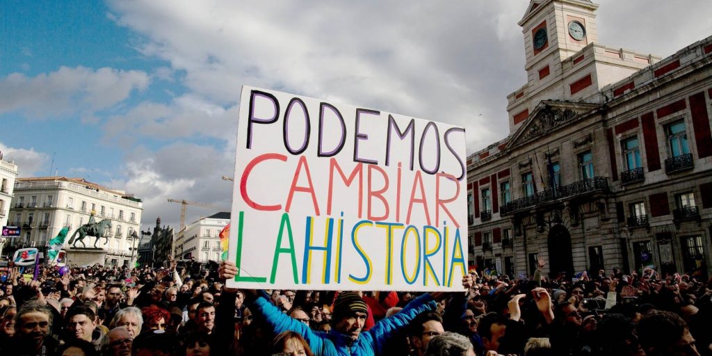 Podemos populist party is on the rise. (Photo internet reproduction)