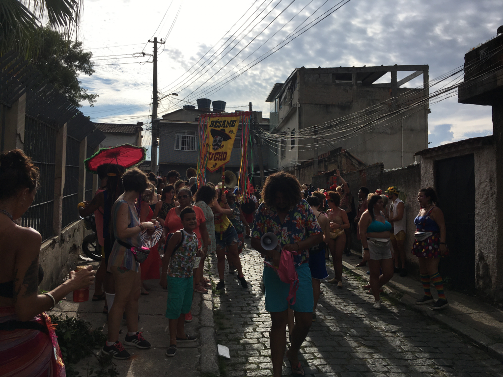 The Mucho Bloco makes its way down the streets of Photo - Colin Andrew