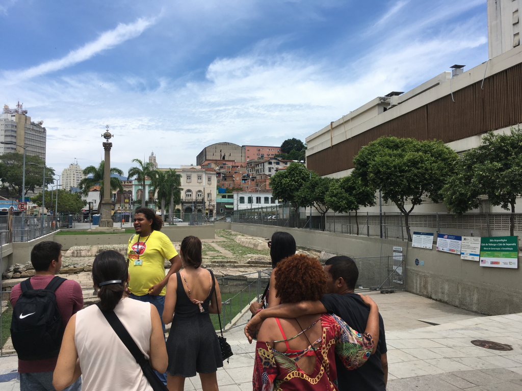 Cosme Felippsen explains the history of the Valongo Wharf. Photo - Colin Andrew