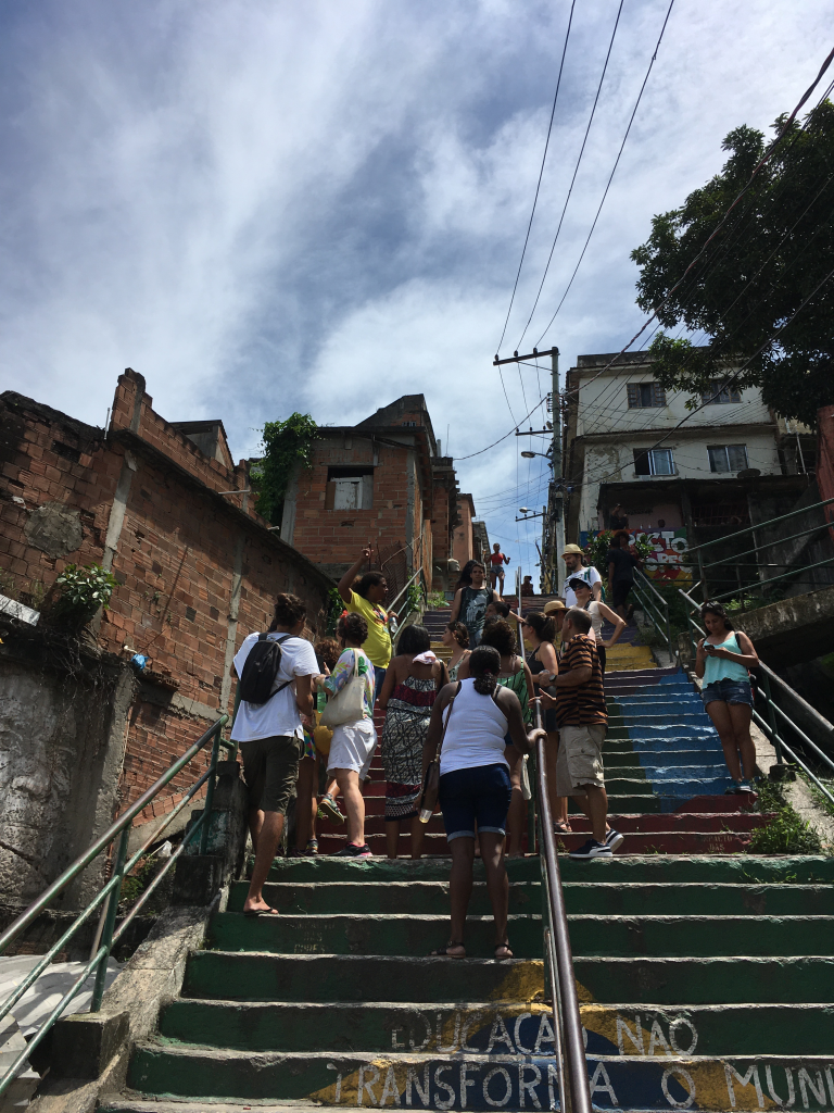 Cosme Felippsen leading the up the stairs. Photo - Colin Andrew