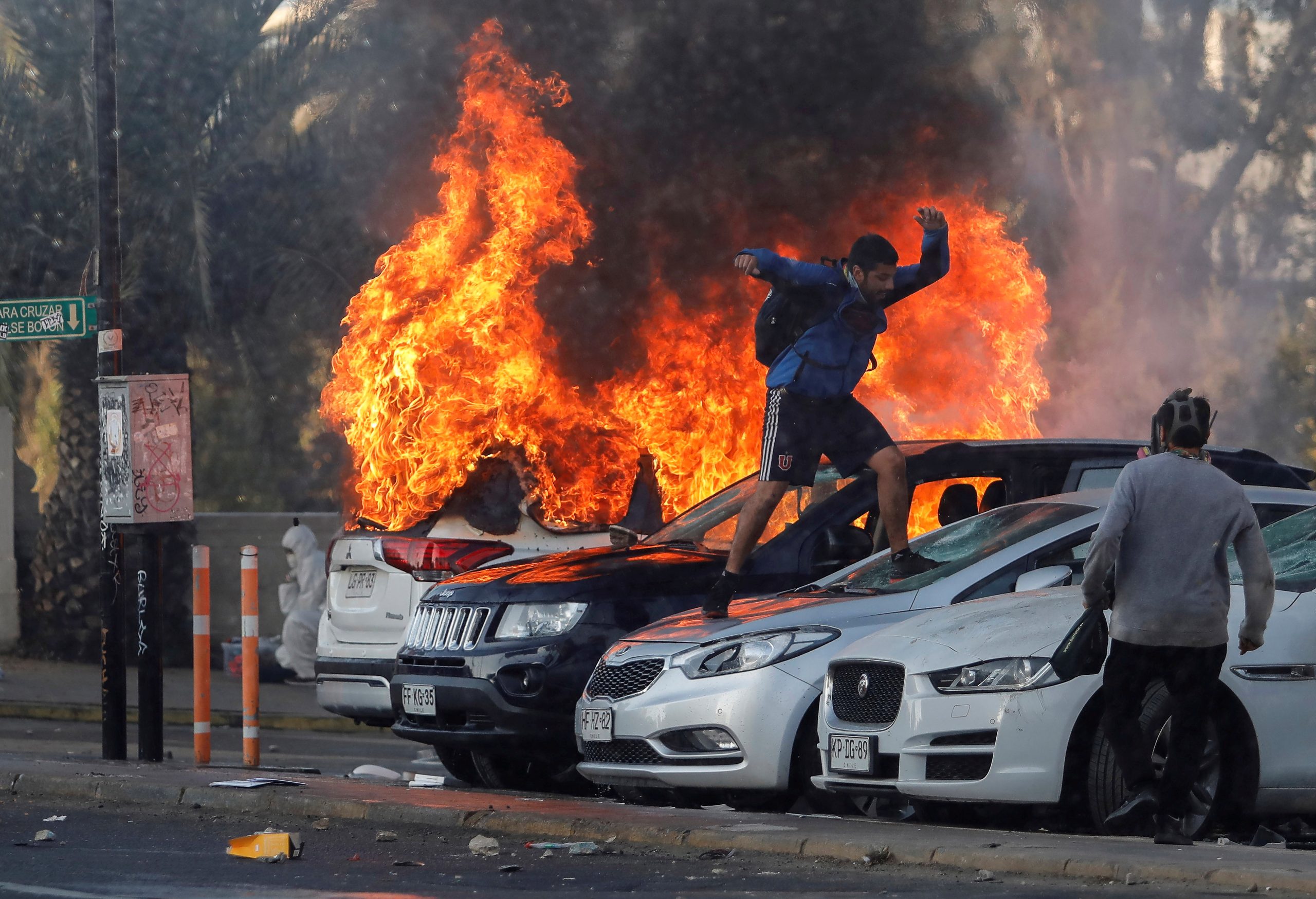 Demonstrators take part in a protest against Chile's government in Vina del Mar