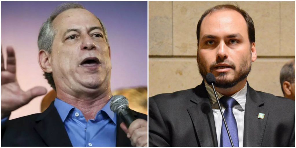 Former presidential candidate Ciro Gomes (left) and President Jair Bolsonaro's son, Rio de Janeiro city councilor Carlos Bolsonaro (right).