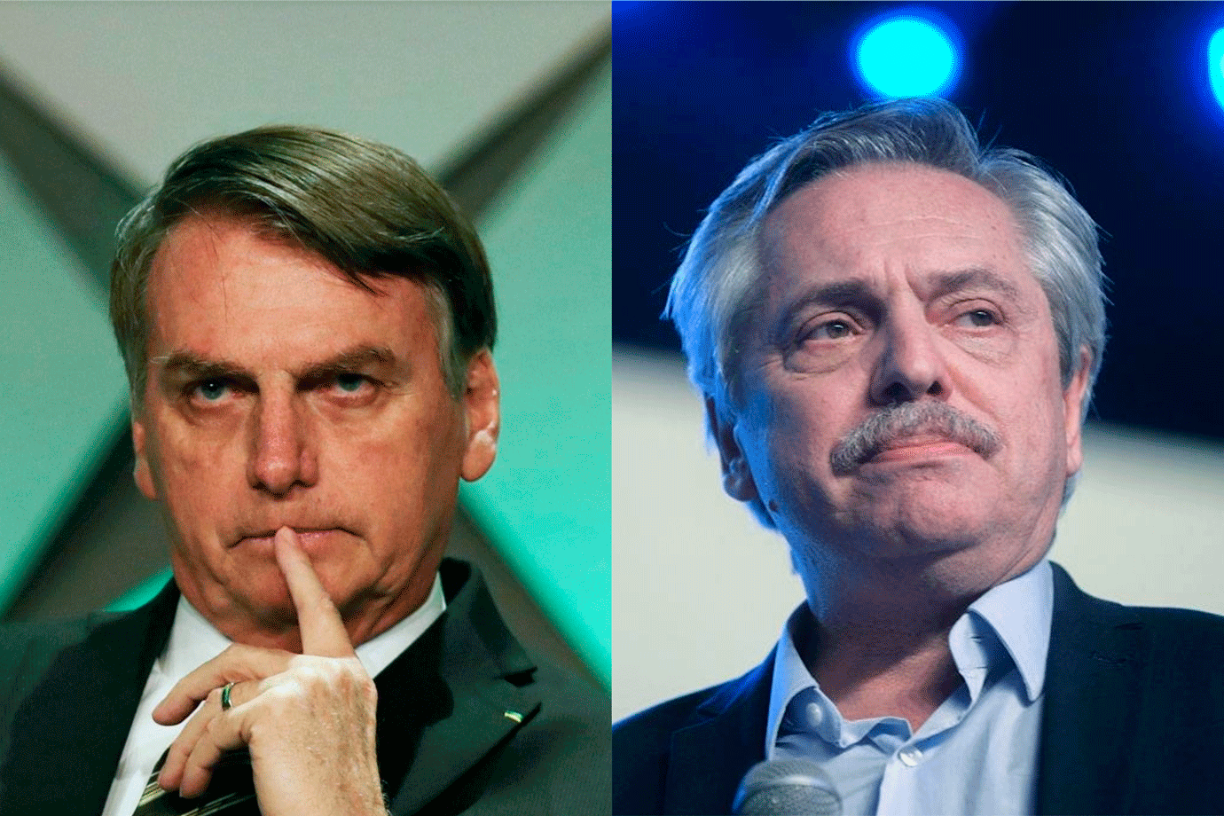 Brazilian President Jair Bolsonaro (left) and Argentine President Alberto Fernández (right).