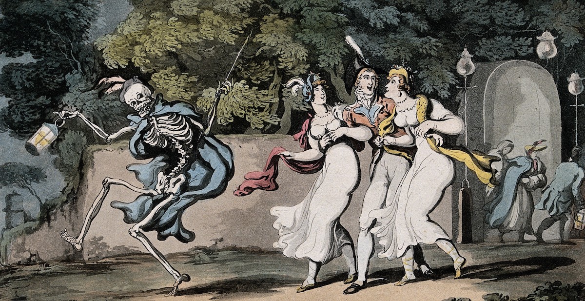 V0042005 The dance of death: the careless and the careful. Coloured a