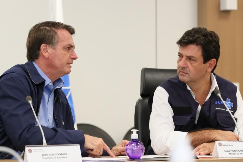Brazilian President Jair Bolsonaro (left) and Brazilian Health Minister Luiz Henrique Mandetta (right).