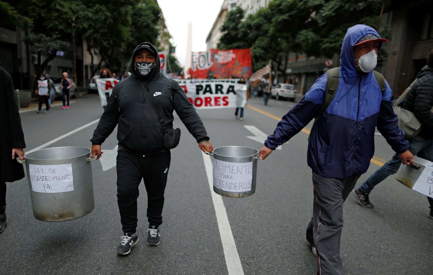 Argentinians protest against hunger and misery during the coronavirus pandemic in Buenos Aires.
