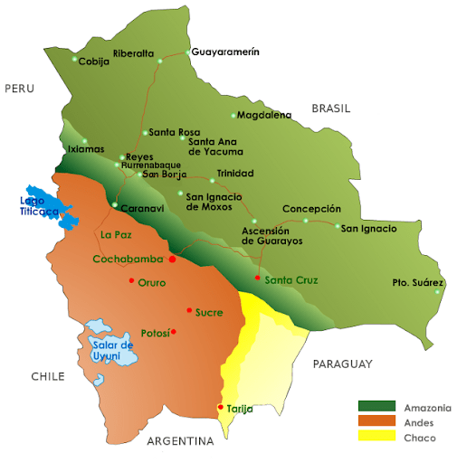 This is not the Bolivia of the mountains and the llamas, it is the Bolivia of COVID-19: it is the far eastern regions of Santa Cruz and Beni that comprise most of Bolivia’s 3400 km border with Brazil that are worst-hit
