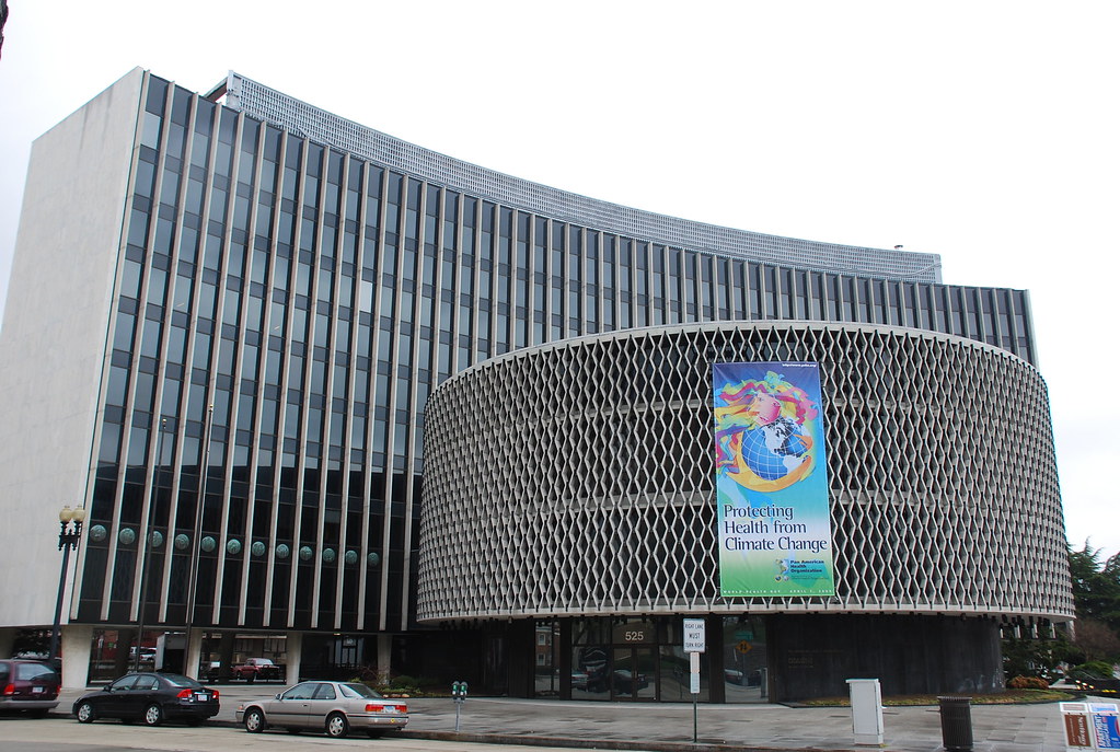 The headquarters of the Pan-American Health Organization (PAHO), the regional arm of the World Health Organization (WHO).