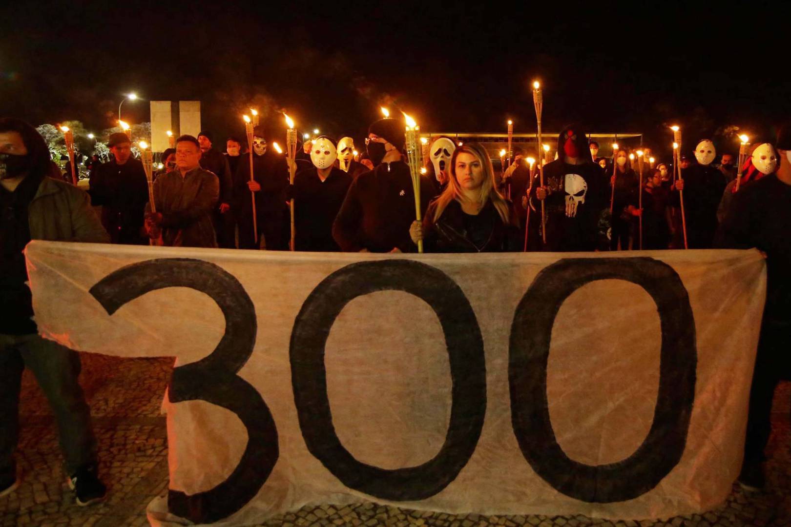 Brazil,Winter has led her group, '300 do Brasil' on night protests in Brasilia.
