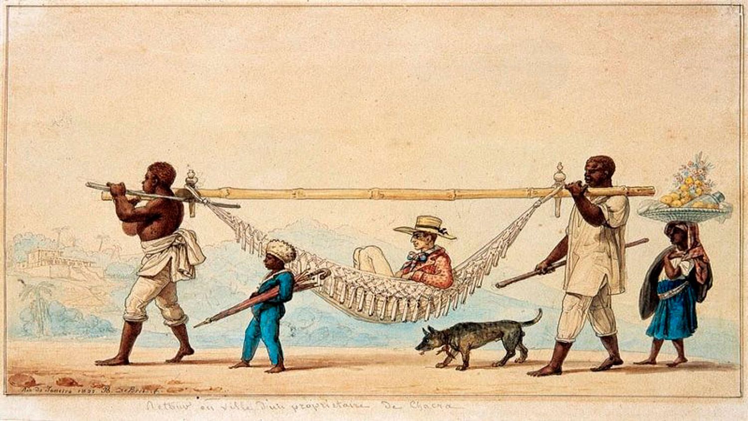 An illustration by Jean-Baptiste Debret depicts the places of whites and blacks in 19th century Brazil.