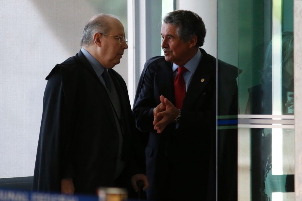 Federal Supreme Court Justices Celso de Mello (left) and Marco Aurélio Mello (right).