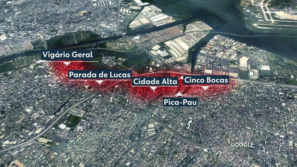 Vigário Geral, Parada de Lucas, Cidade Alta, Pica-Pau, and Cinco Bocas are the five communities that make up the new complex. Together, around 134,000 people live on the complex.