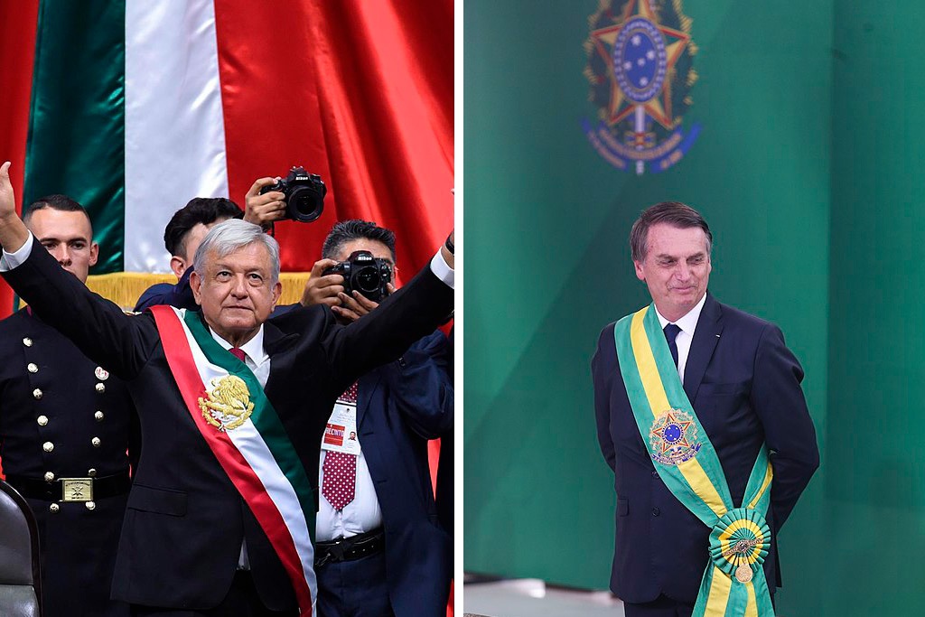 Mexican President Andrés Manuel López Obrador (left) and Brazilian President Jair Bolsonaro (right).