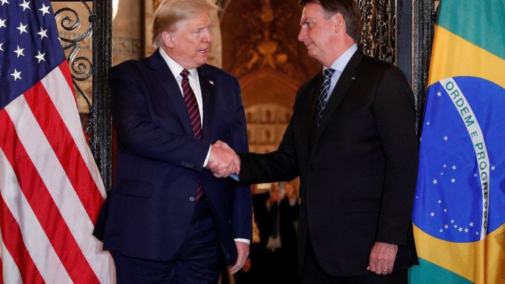 U.S. President Donald Trump (left) and Brazilian President Jair Bolsonaro (right).