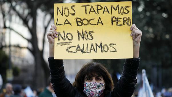 Thousands of demonstrators across Argentina's main cities defied social distancing rules to answer calls to protest against a government announcement last Friday to extend containment measures in the Buenos Aires region until Aug 30 and to condemn a controversial reform of the judicial branch.