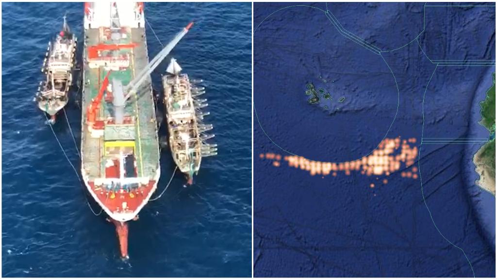Ecuador's navy is conducting surveillance of a massive Chinese fishing fleet that is operating near the protected waters of the Galapagos Islands, amid concerns about the environmental impact of fishing in the area of the ecologically sensitive islands.