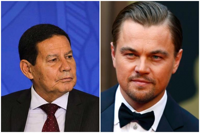 Brazilian Vice-President Hamilton Mourão (left) and actor Leonardo DiCaprio (right).