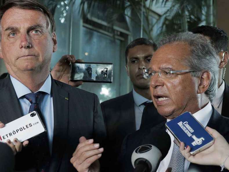 Brazilian President Jair Bolsonaro (left) and Brazilian Economy Minister Paulo Guedes (right).