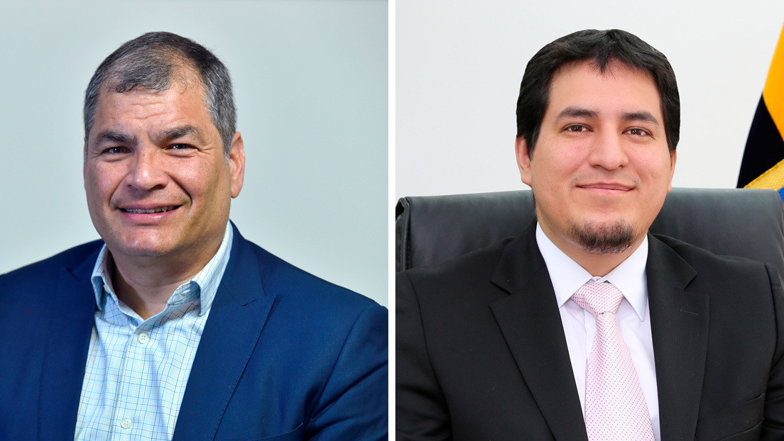 Ecuador's ex-president Rafael Correa (left) and economist Andrés Arauz (right).