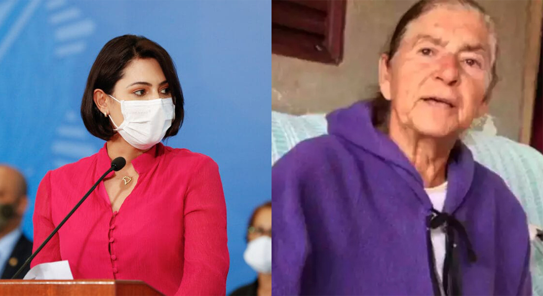 Brazilian First Lady Michelle Bolsonaro (left) and her grandmother Maria Aparecida (right).
