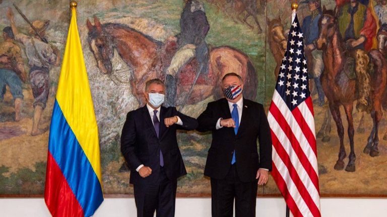 Pompeo, During Visit to Colombia, Accuses Venezuela of Providing Refuge to Terrorists