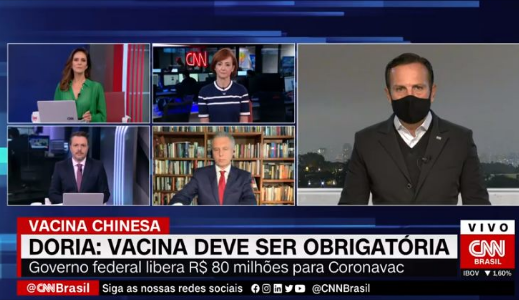 The COVID-19 vaccine ought to be obligatory for everyone, said São Paulo state governor, João Doria, this week on a live CNN-Brazil interview claiming that the Chinese COVID-19 vaccine currently in third-phase trials scheduled to conclude October 15 should be obligatory to all residents of the state.
