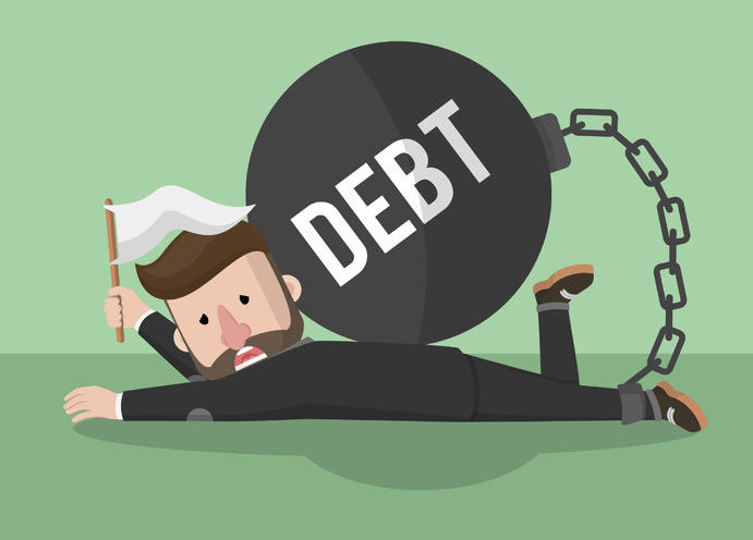 54695591 - business man give up with debt bomb