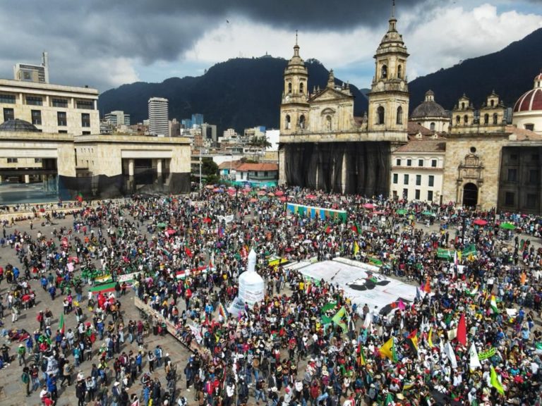 Colombian Protesters Take Over Downtown Bogotá to Demonstrate Against Government