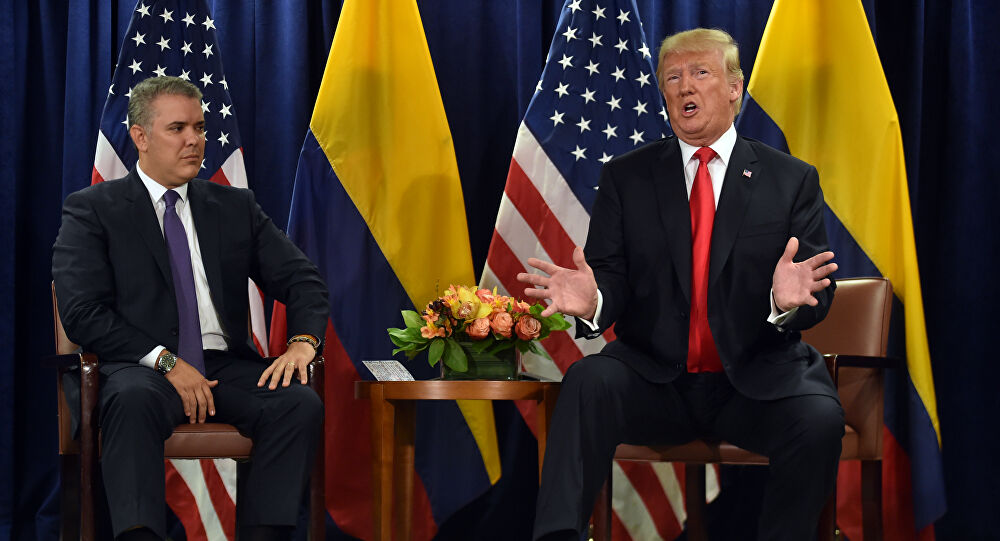 Colombian President Iván Duque (left) and US President Donald Trump (right).
