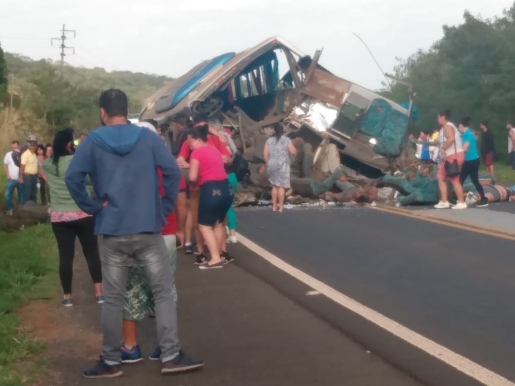 The bus, which was carrying workers at a textile factory, collided with the truck early in the morning on a highway outside the town of Taguai, in Sao Paulo state, police said.