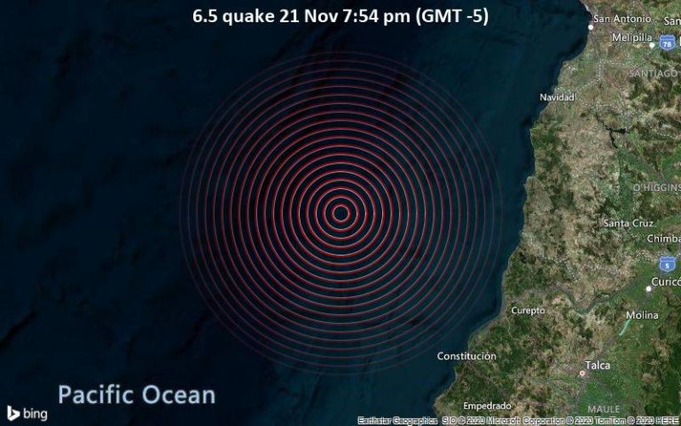 Significant Magnitude 6.5 Earthquake 172 km Northwest of Talca, Chile