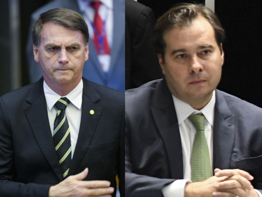Brazilian President Jair Bolsonaro (left) and Brazilian Deputies Chamber President Rodrigo Maia (right).