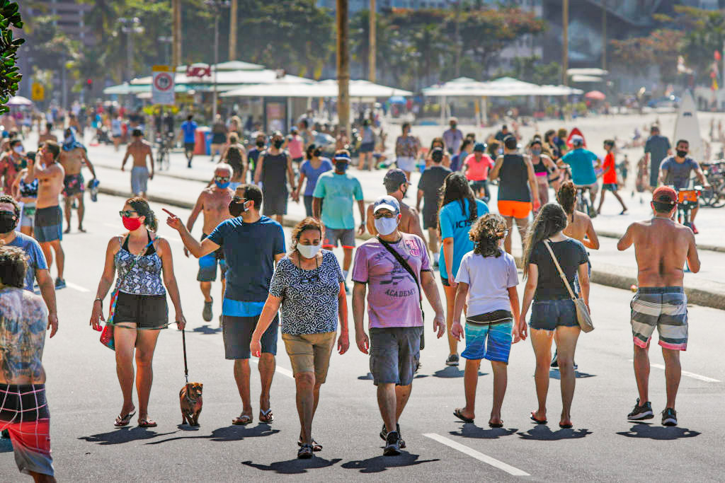 A Sunny Sunday at the Beaches in Rio de Janeiro Amidst Soaring Numbers of Infected People by the Coronavirus (COVID - 19) in Brazil