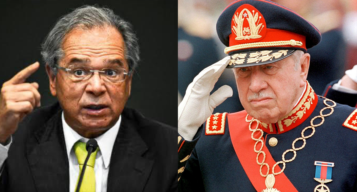 Brazilian Economy Minister Paulo Guedes (left) and Chile's former dictator Augusto Pinochet (right).
