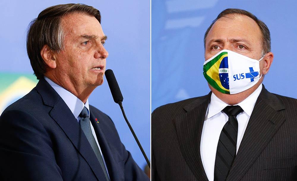 Brazilian President Jair Bolsonaro (left) and Brazilian Health Minister Eduardo Pazuello (right).