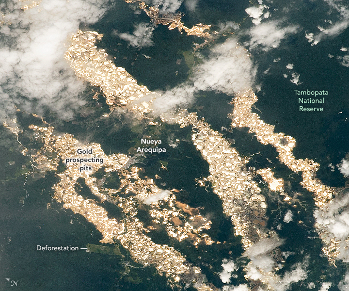 Gold Rush in Peruvian Amazon Visible from Space