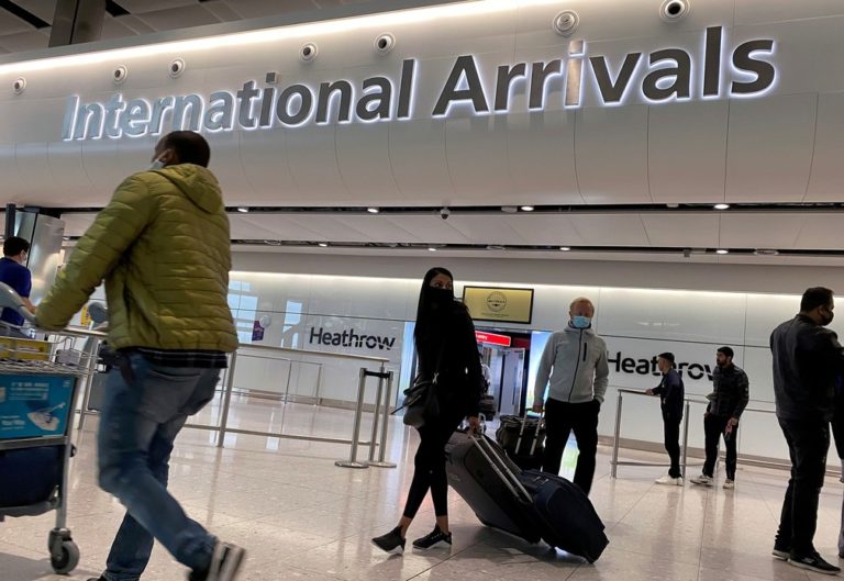 U.K. will impose fines, quarantine or jail on arriving travelers who omit prior travel data
