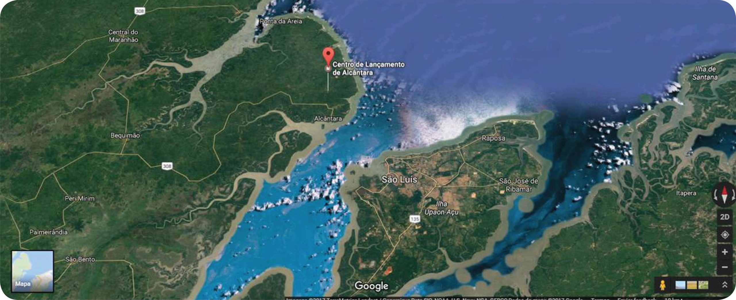 Location of the Launch Center in Brazil.