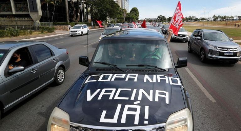 Protests in Brasilia against Brazil hosting Copa America