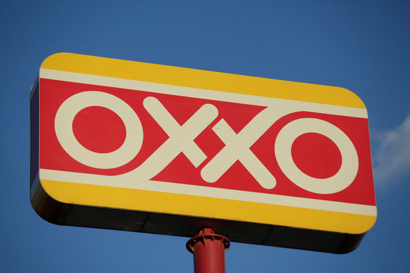 FILE PHOTO:  The logo of Femsa's Oxxo convenience store is pictured at one of its stores in Monterrey