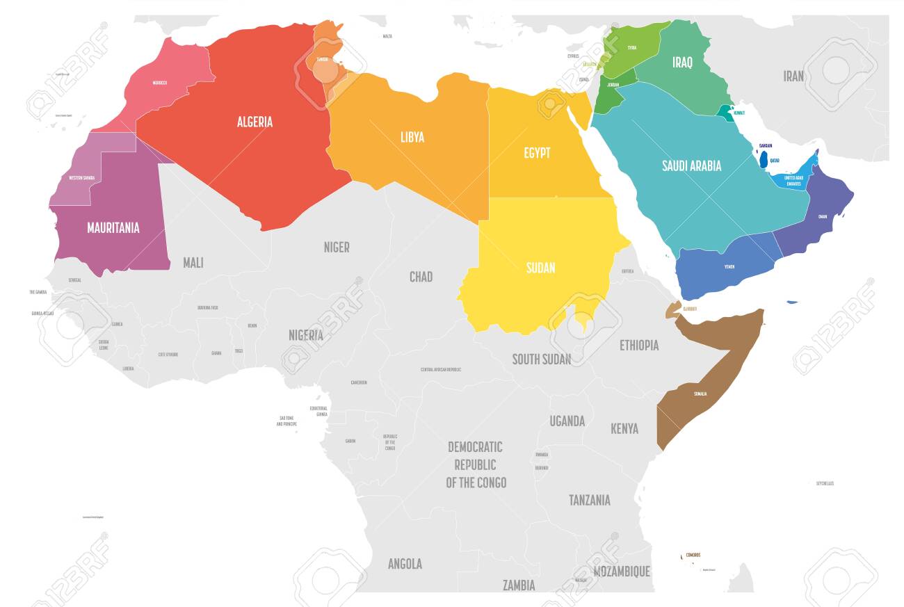 Arab World states political map. (Photo Internet reproduction)