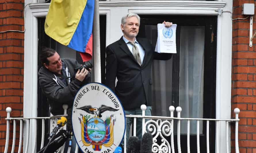 Julian Assange at the beginning of his seven-year stay at the Ecuadorian Embassy in London.