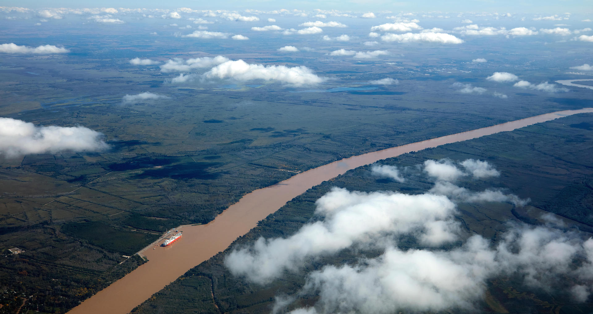 Clouds over Parana River, Argentina, South America - aerial