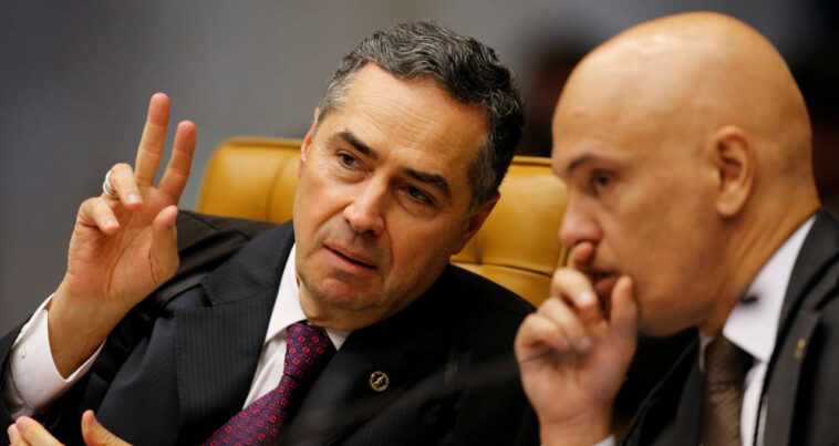 Luis Roberto Barroso, a member of the Supreme Court but also president of the Supreme Electoral Tribunal and Justice Alexander de Moraes. (Photo internet reproduction)