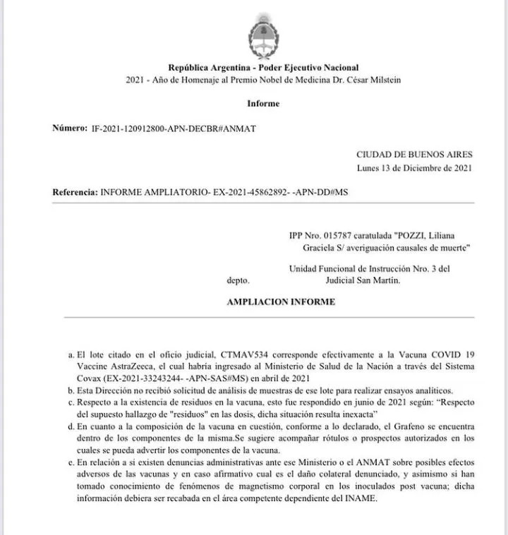 Covid-19 injections, Argentine health regulator retracts viral report confirming the existence of graphene in AstraZeneca&#8217;s Covid &#8216;vaccine&#8217;