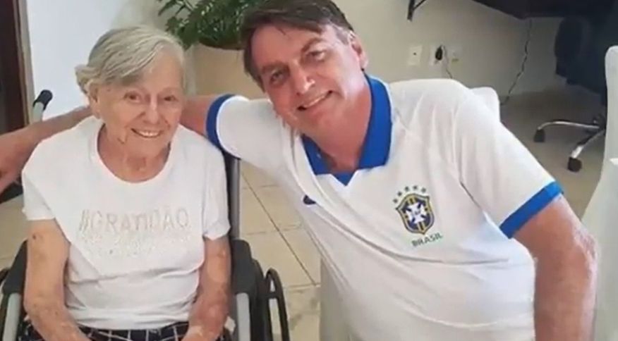 Brazilian President Jair Bolsonaro (right) and his mother, Olinda Bolsonaro (left).