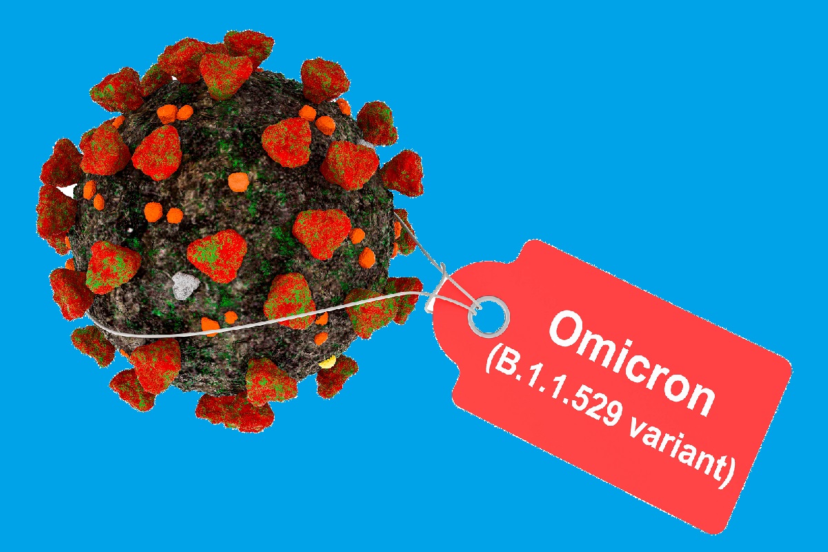 Omicron,Covid,Variant,B.1.1.529.,Coronavirus,With,Tag.,3d,Rendering,Isolated