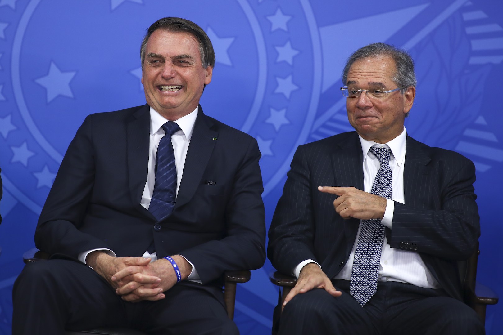 Brazilian President Jair Bolsonaro and Brazilian Economy Minister Paulo Guedes.